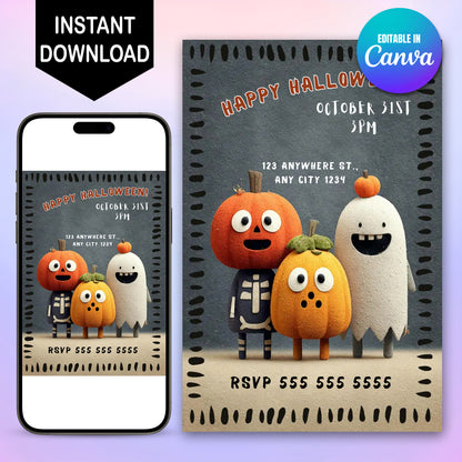 Halloween Characters Friends Invitation - CreativeRino