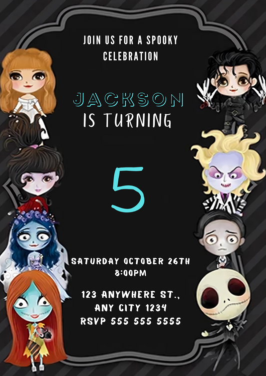 Halloween Character Friends Birthday Invitation - CreativeRino
