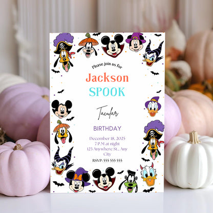 Mickey Halloween Birthday Party Invitation Template - CreativeRino