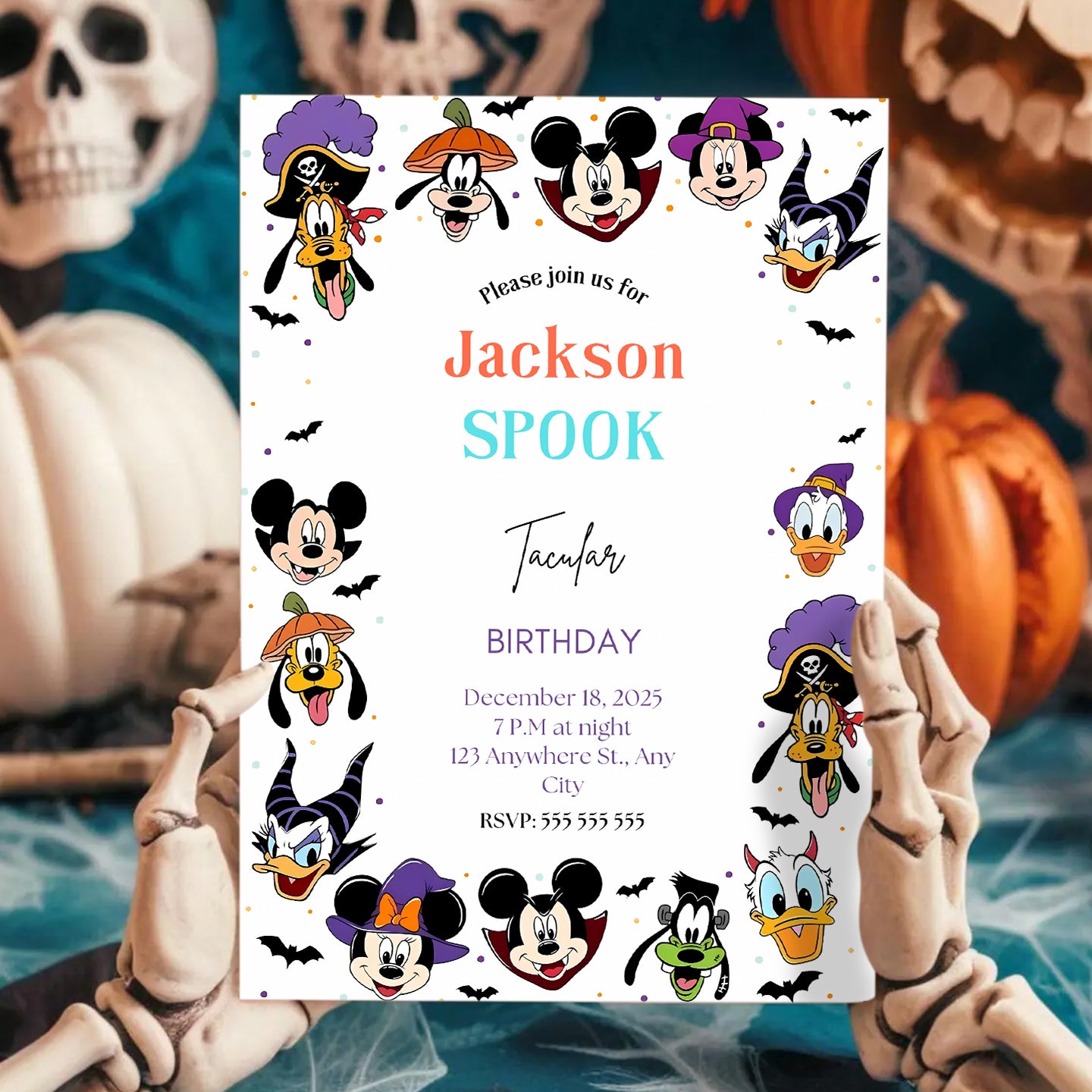 Mickey Halloween Birthday Party Invitation Template - CreativeRino