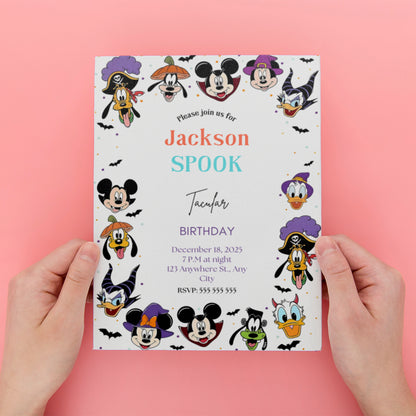 Mickey Halloween Birthday Party Invitation Template - CreativeRino