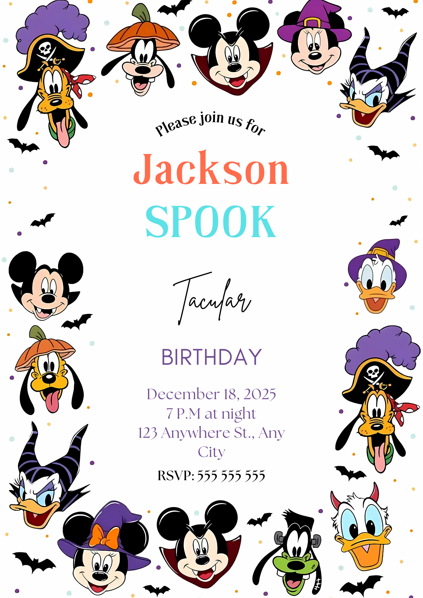 Mickey Halloween Birthday Party Invitation Template - CreativeRino