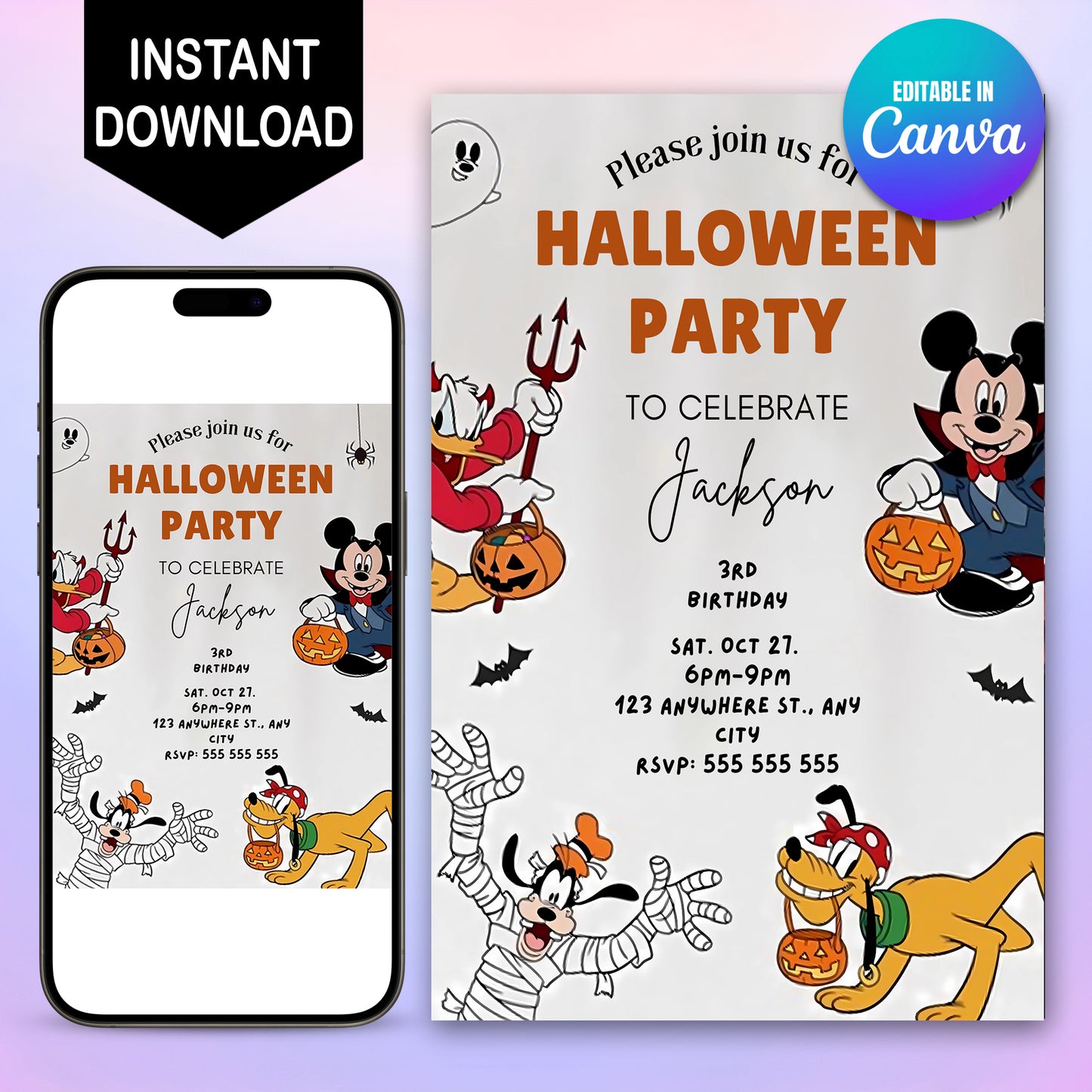 Mickey Mouse and Friends Invitation Template - CreativeRino