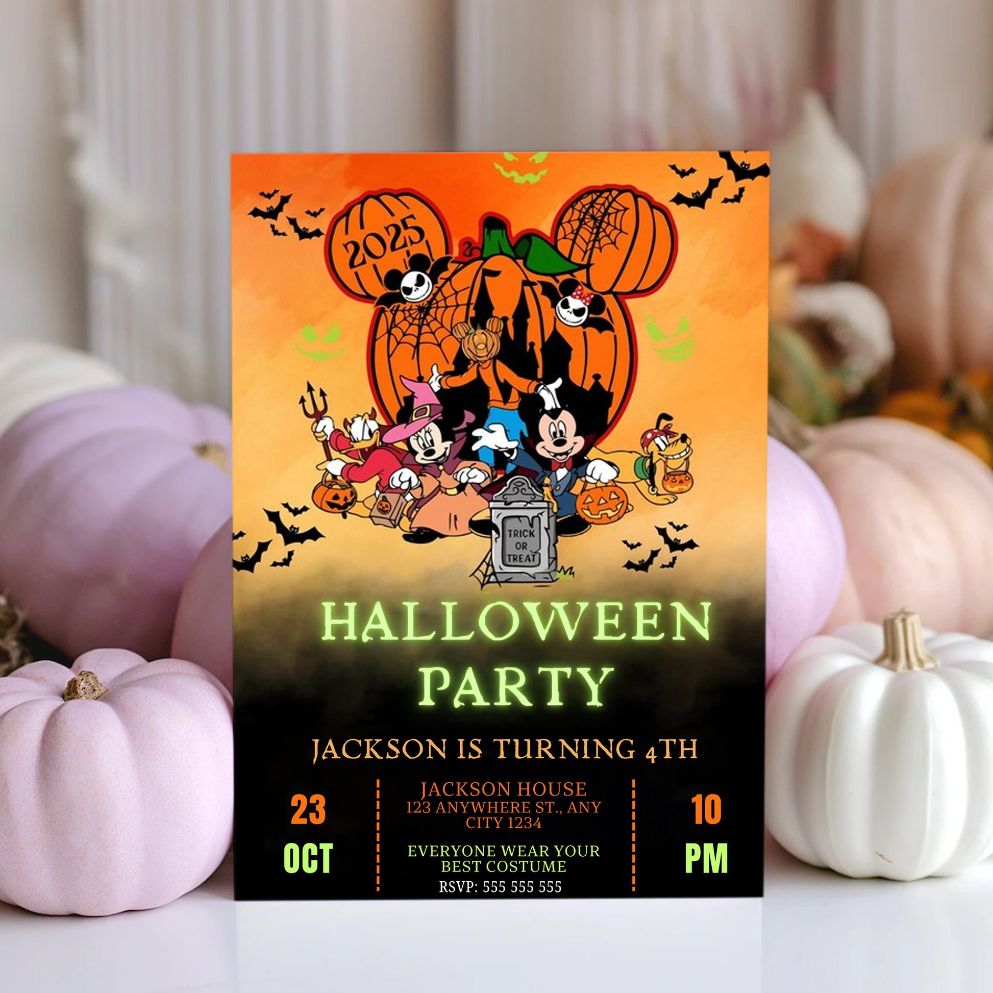 Digital Mickey Halloween Party invitation - CreativeRino