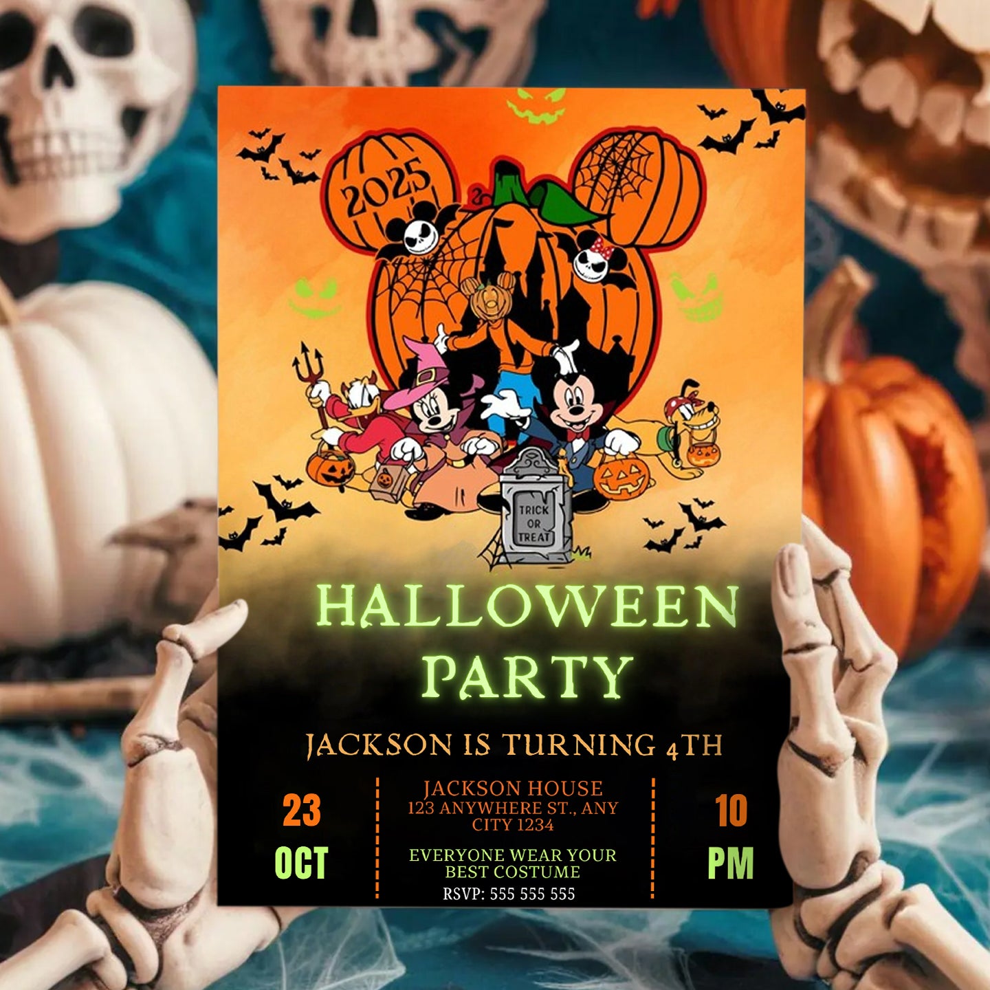 Digital Mickey Halloween Party invitation - CreativeRino