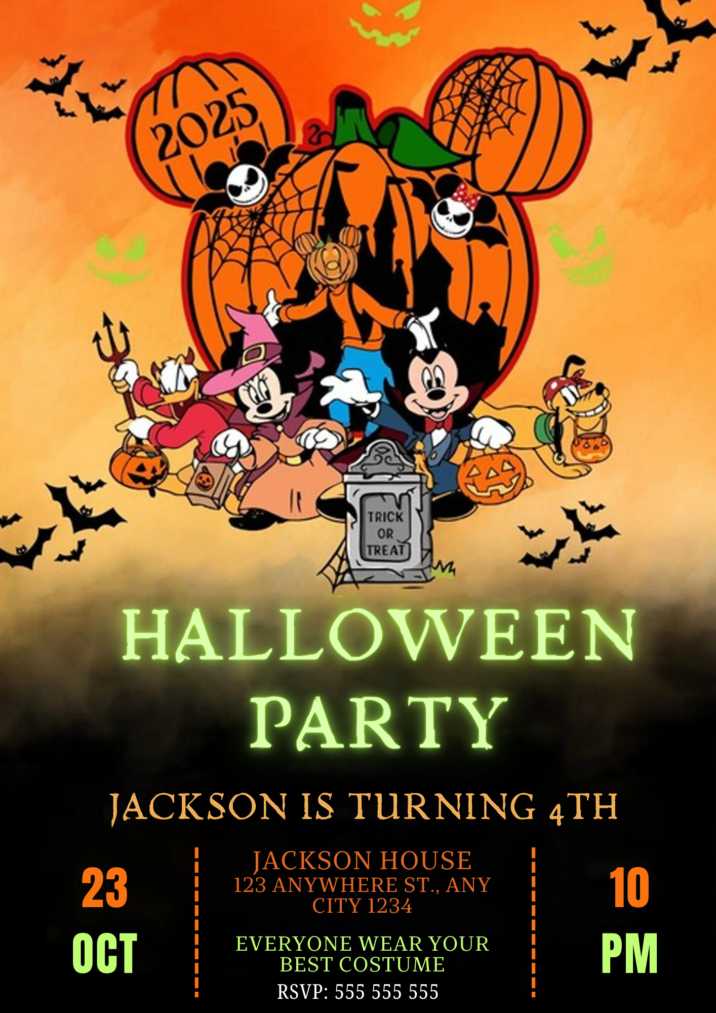 Digital Mickey Halloween Party invitation - CreativeRino