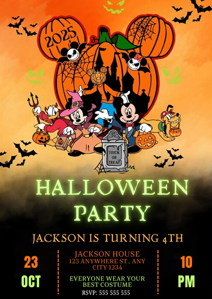 Digital Mickey Halloween Party invitation - CreativeRino