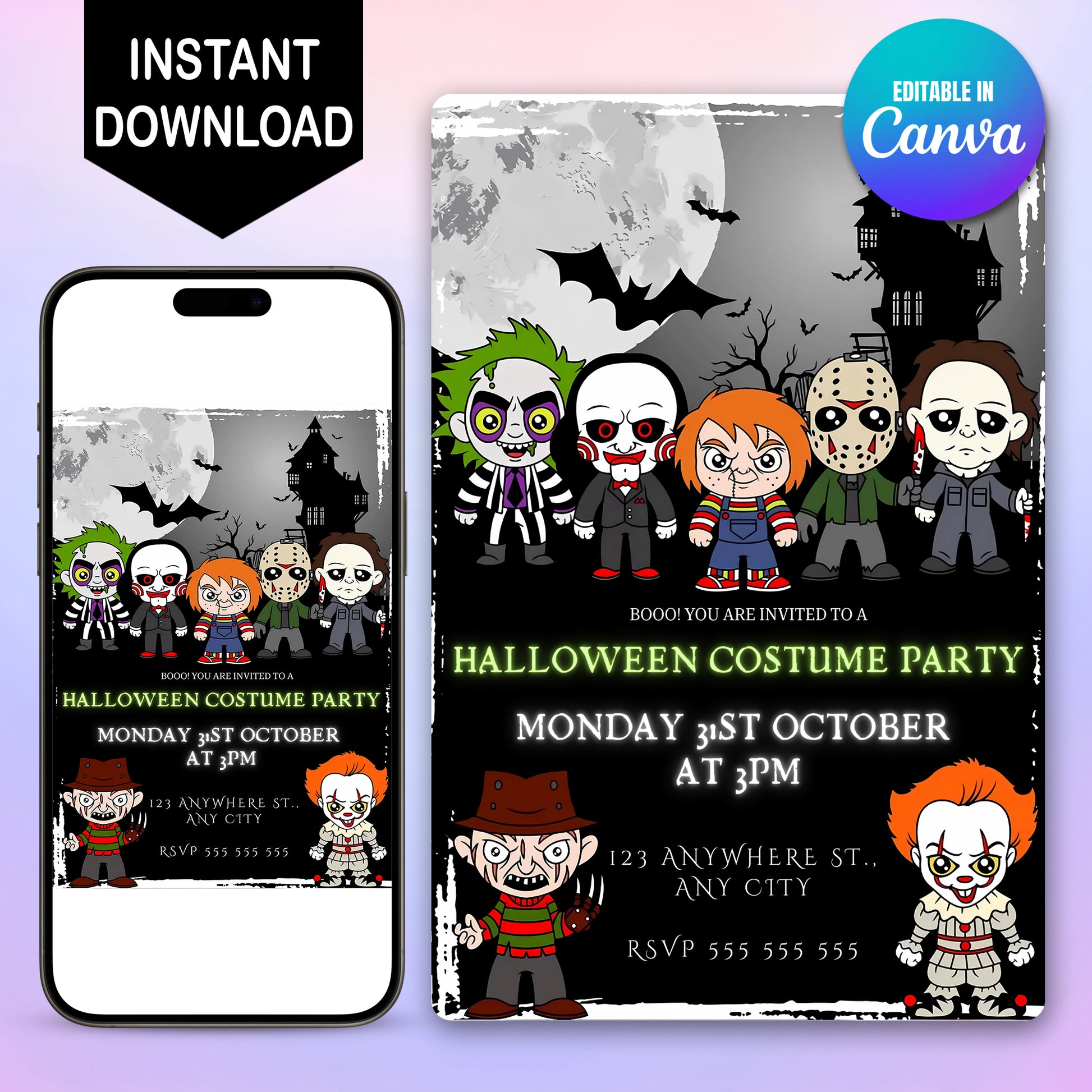 Clown Zombie Halloween Party Invitation - CreativeRino