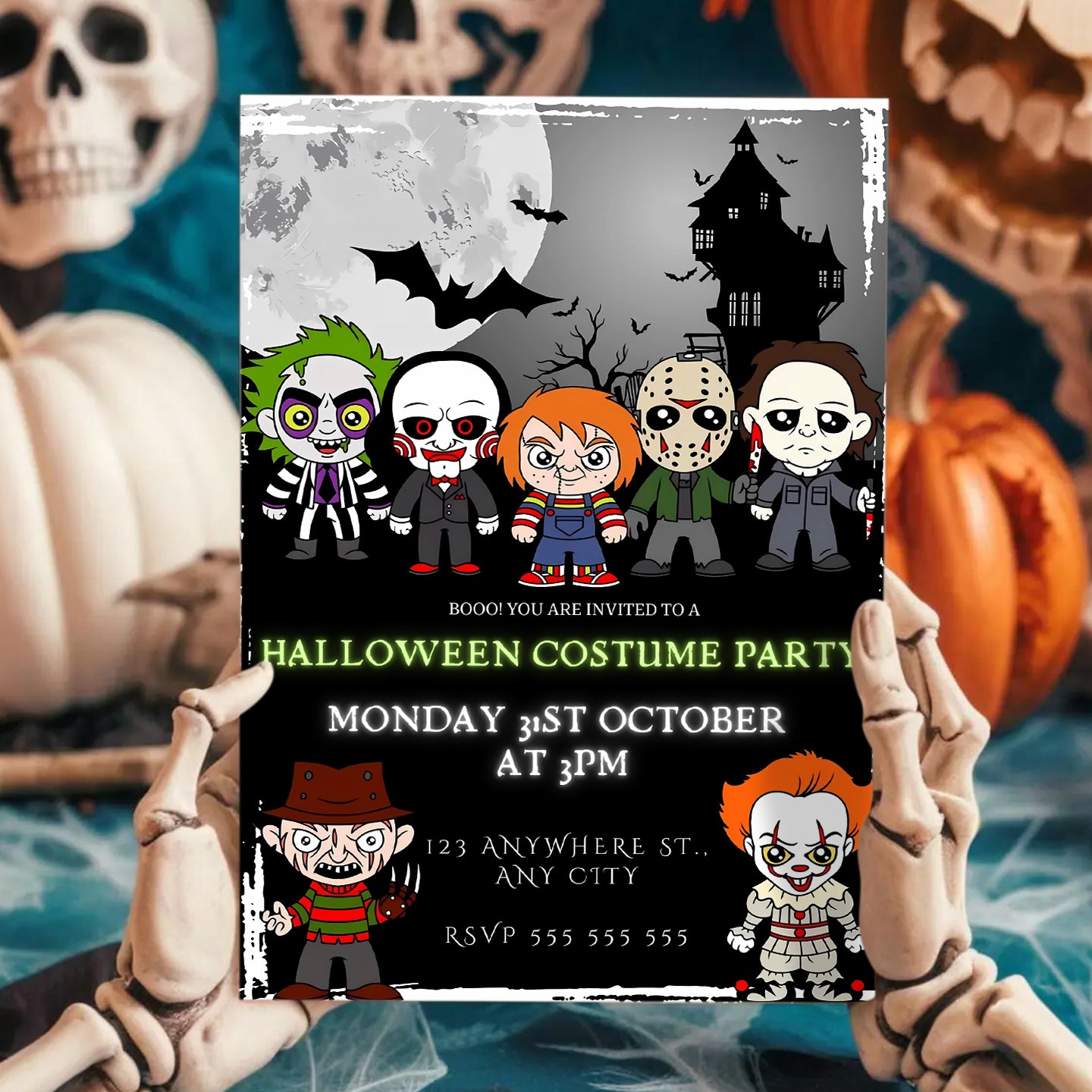 Clown Zombie Halloween Party Invitation - CreativeRino