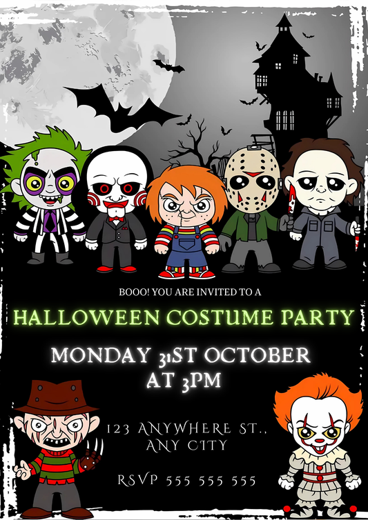 Clown Zombie Halloween Party Invitation - CreativeRino