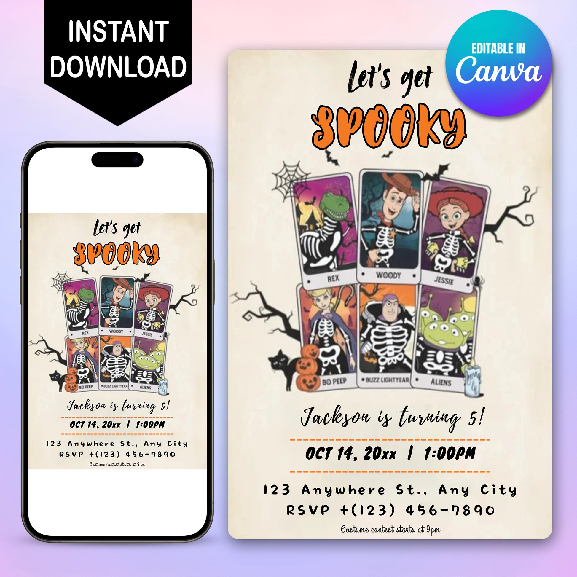 Toy Story Spooky Halloween Birthday Invitation - CreativeRino