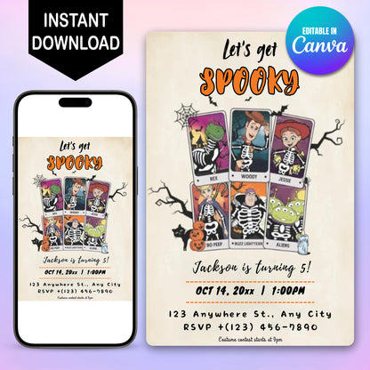 Toy Story Spooky Halloween Birthday Invitation - CreativeRino