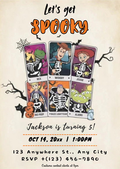 Toy Story Spooky Halloween Birthday Invitation - CreativeRino