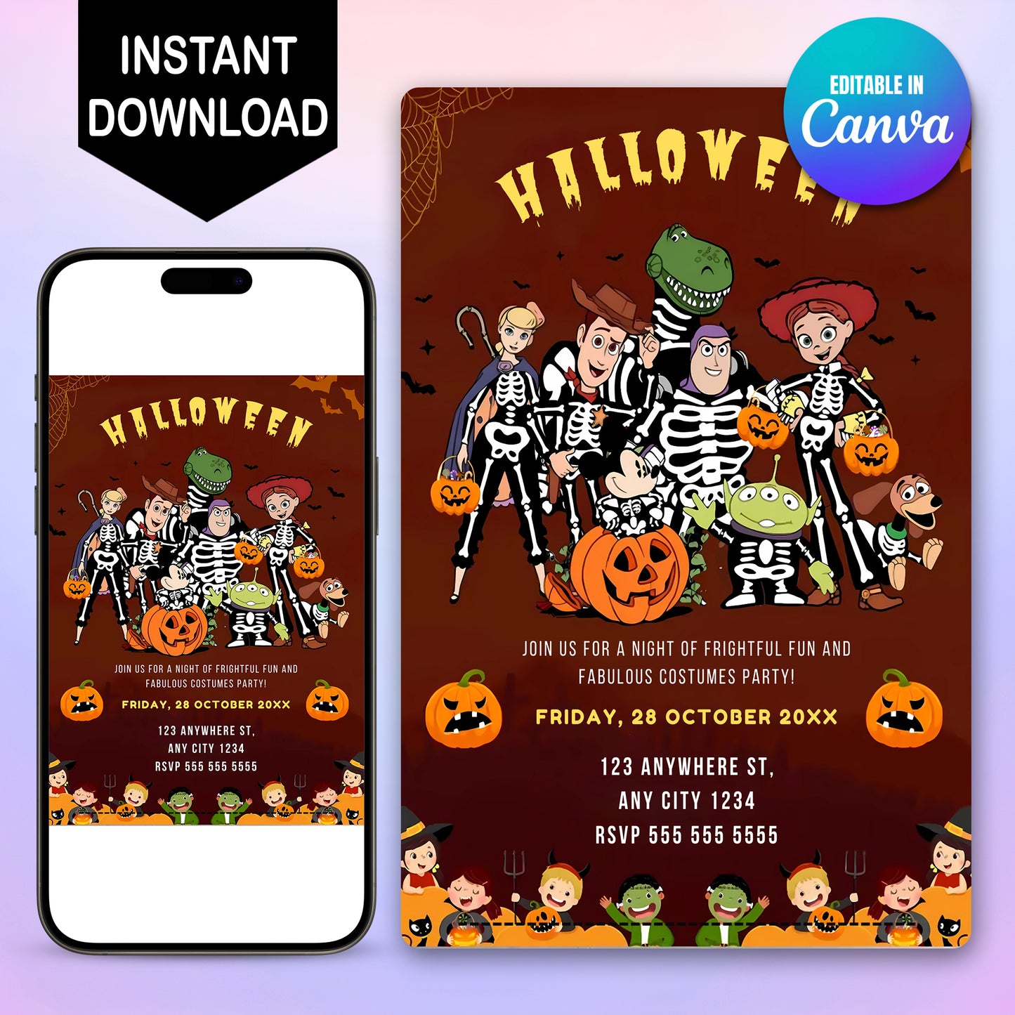 Toy Story Halloween Invitation Template - CreativeRino