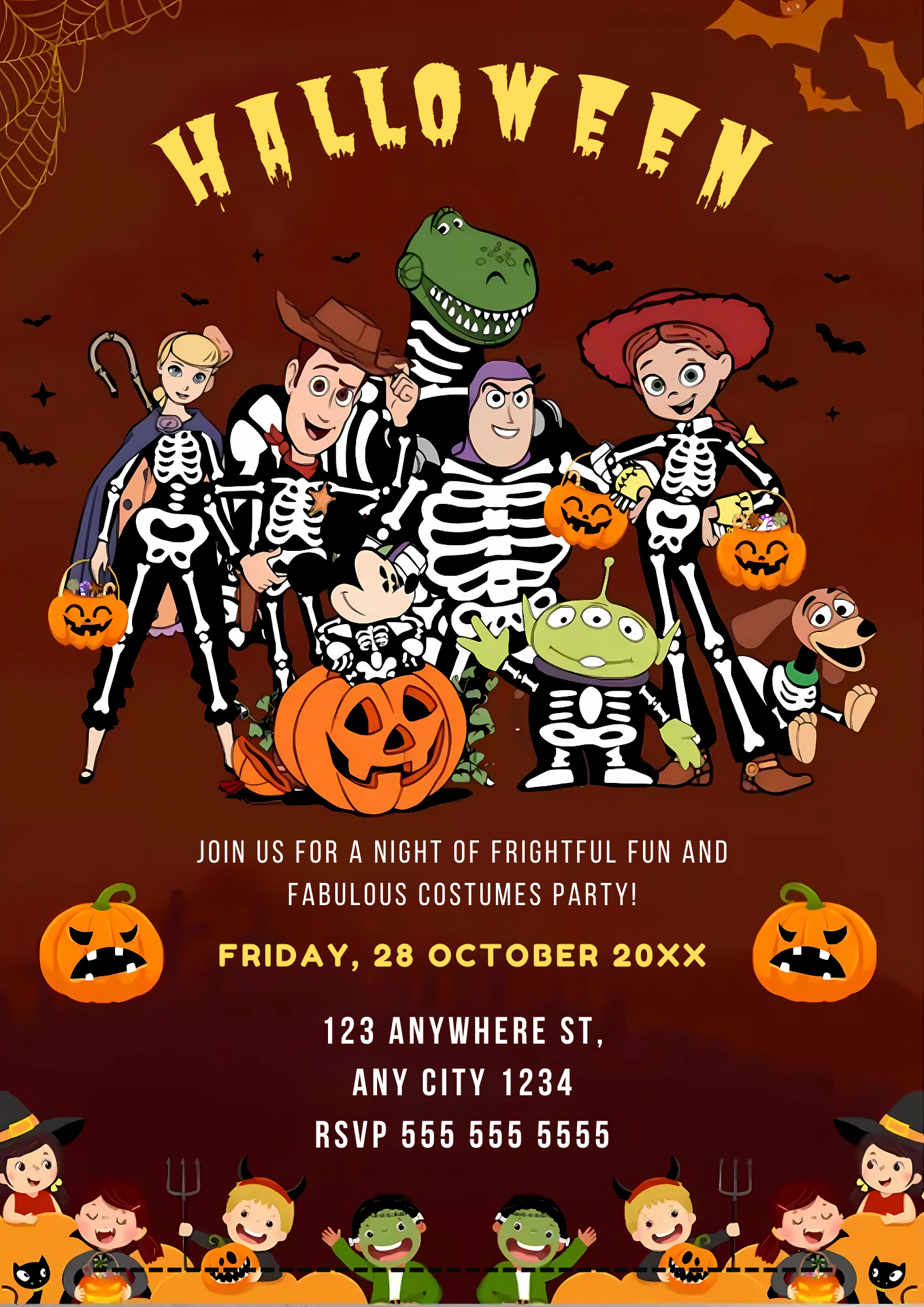 Toy Story Halloween Invitation Template - CreativeRino