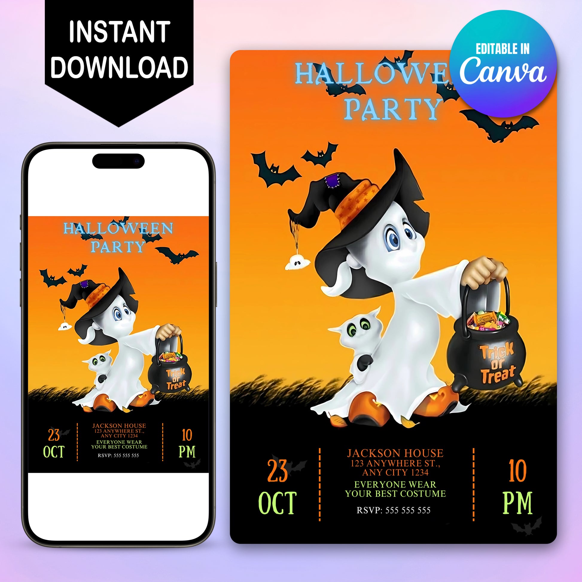 Casper Halloween Party Invitation - CreativeRino