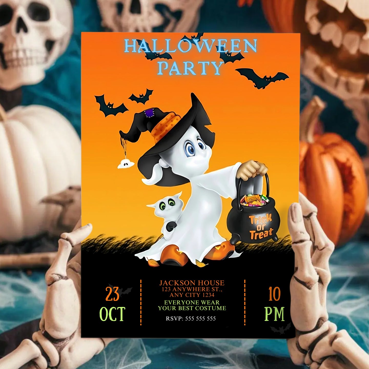 Casper Halloween Party Invitation - CreativeRino