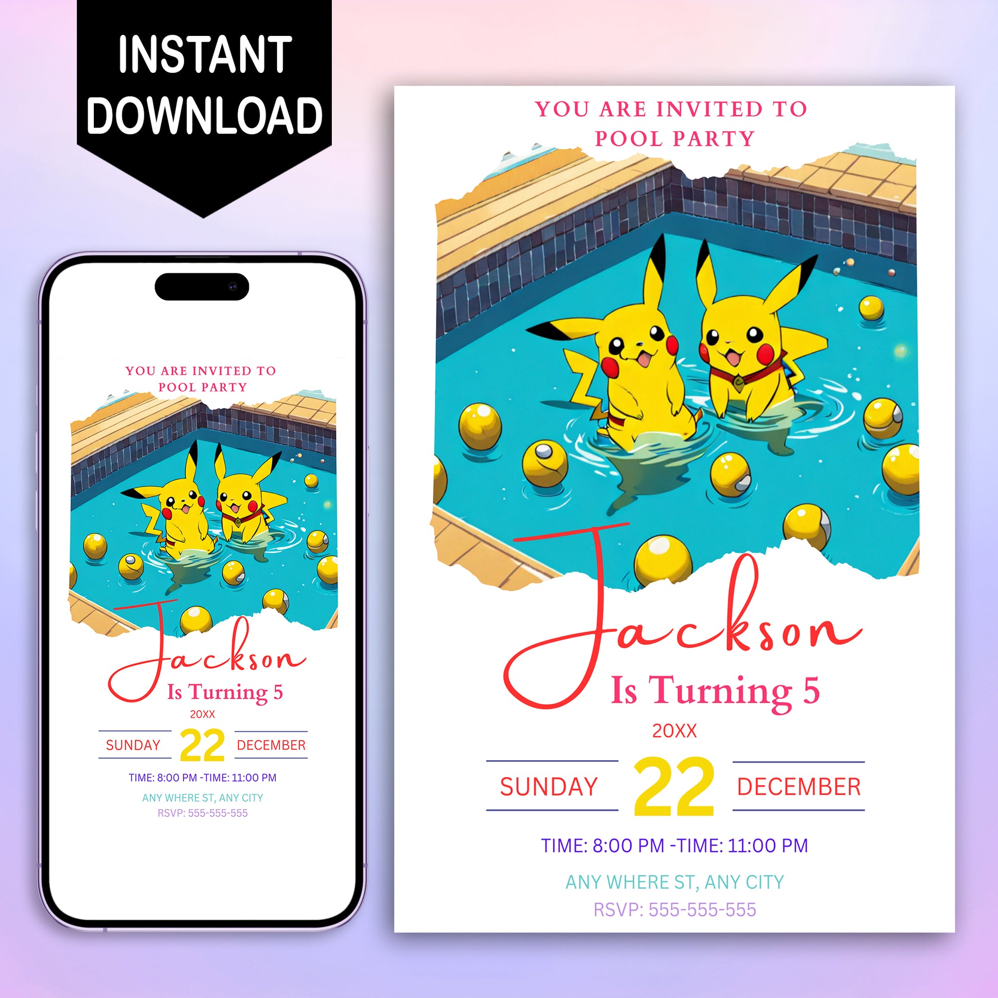 Pokemon Birthday Invitation Template - CreativeRino