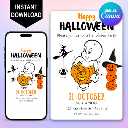 Casper Ghost Halloween Invitation - CreativeRino