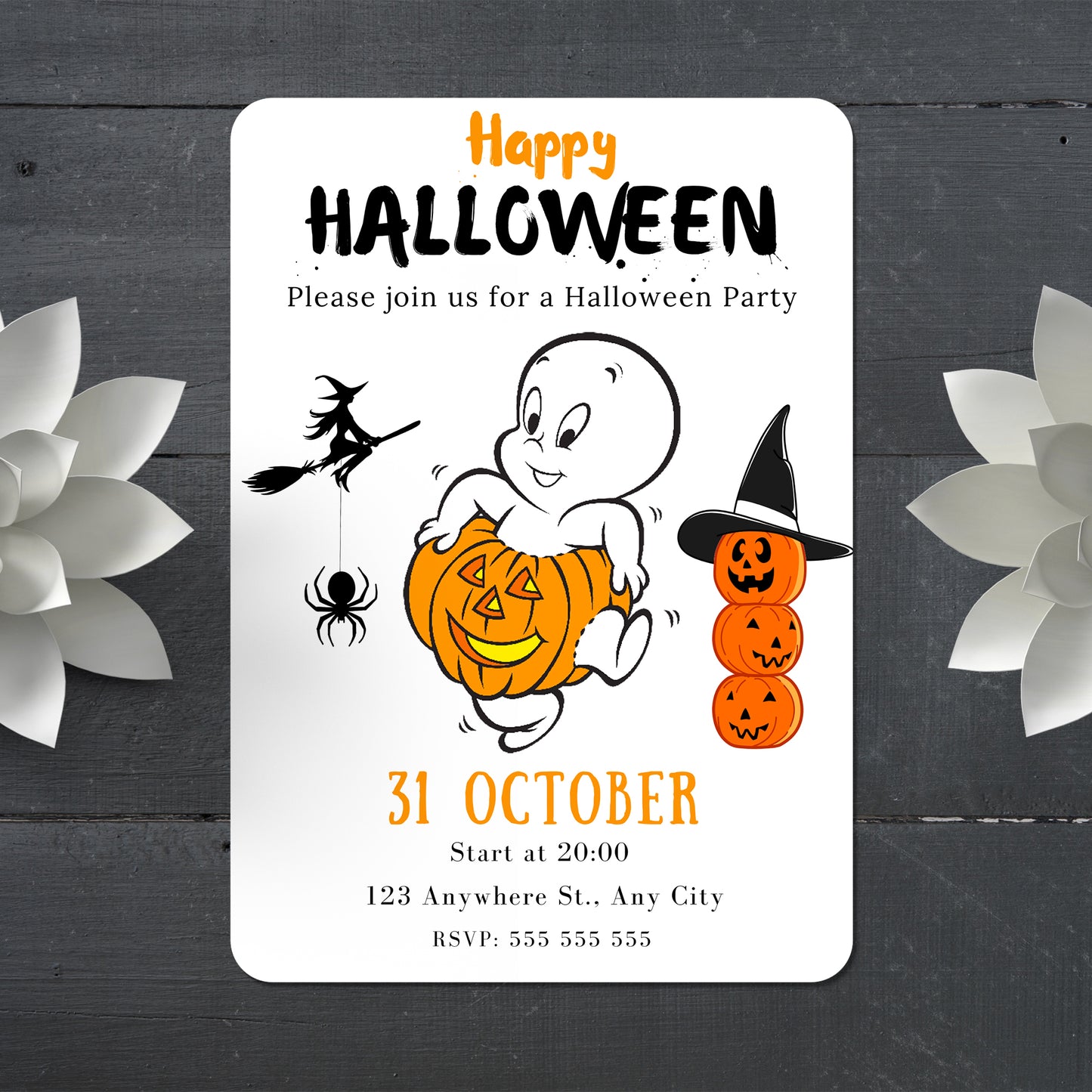 Casper Ghost Halloween Invitation - CreativeRino