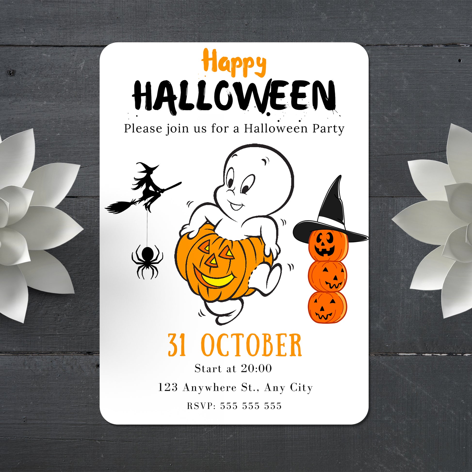 Casper Ghost Halloween Invitation - CreativeRino