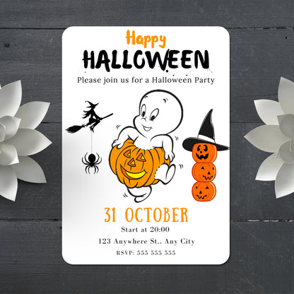 Casper Ghost Halloween Invitation - CreativeRino