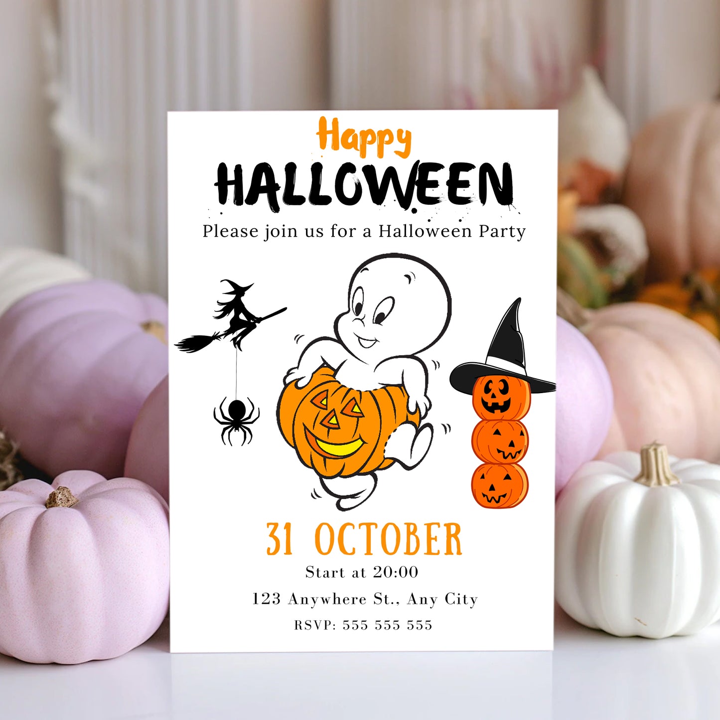 Casper Ghost Halloween Invitation - CreativeRino