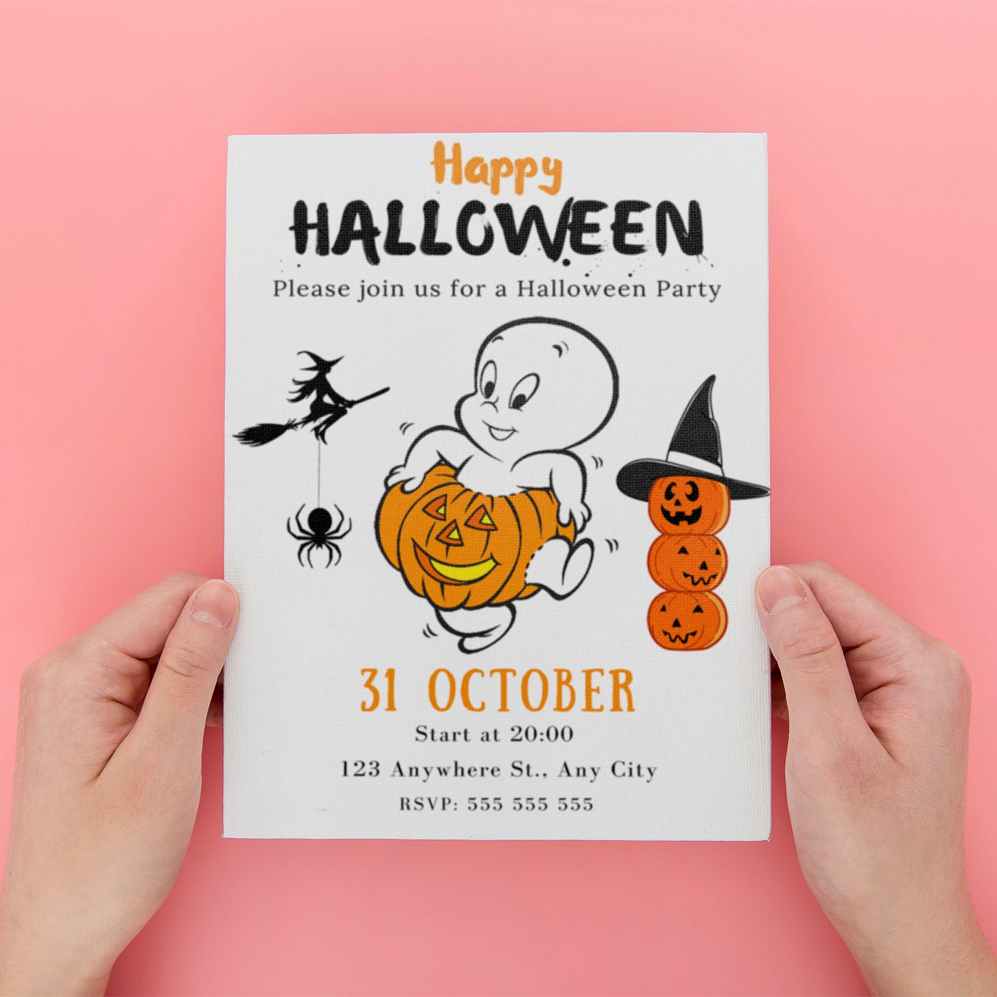 Casper Ghost Halloween Invitation - CreativeRino