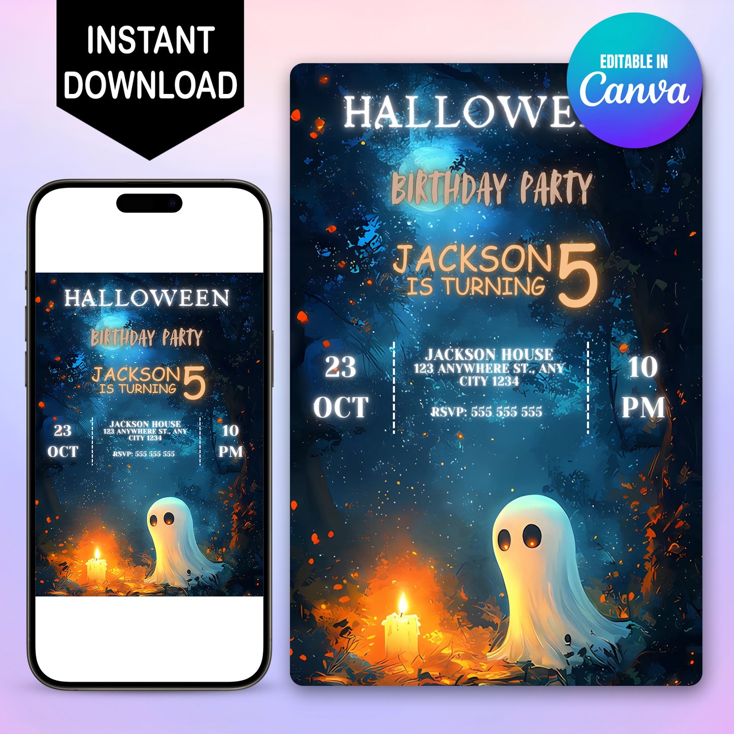 Casper Halloween Birthday Invitation - CreativeRino