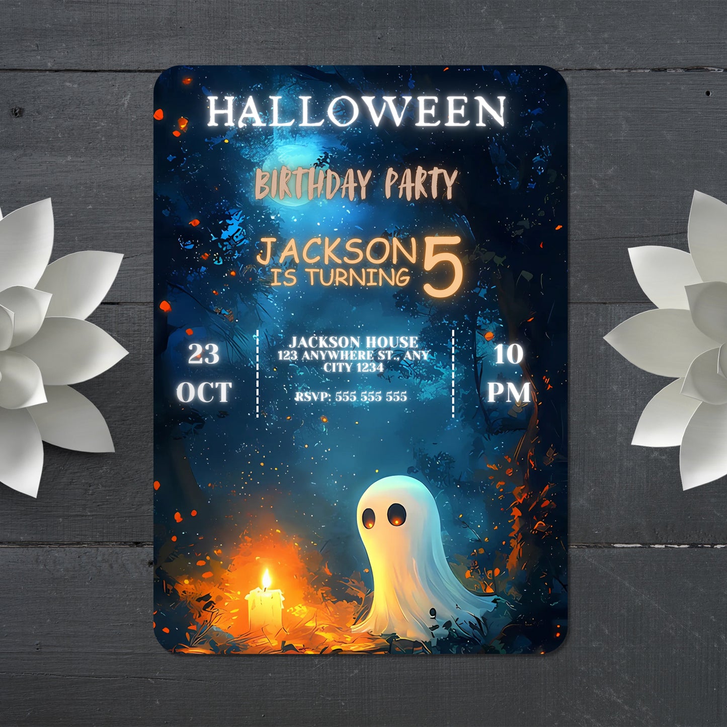 Casper Halloween Birthday Invitation - CreativeRino