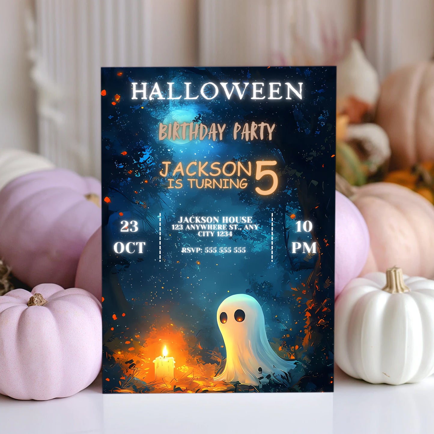 Casper Halloween Birthday Invitation - CreativeRino