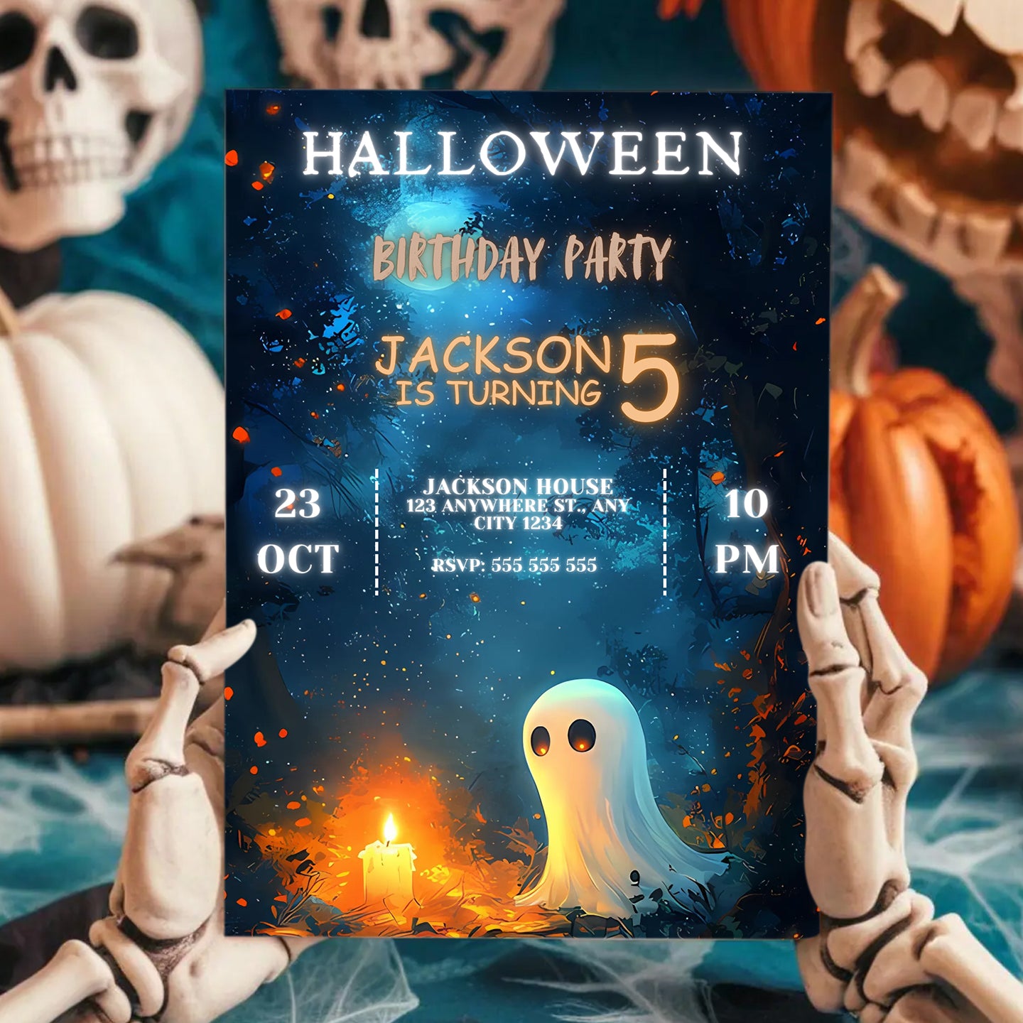 Casper Halloween Birthday Invitation - CreativeRino