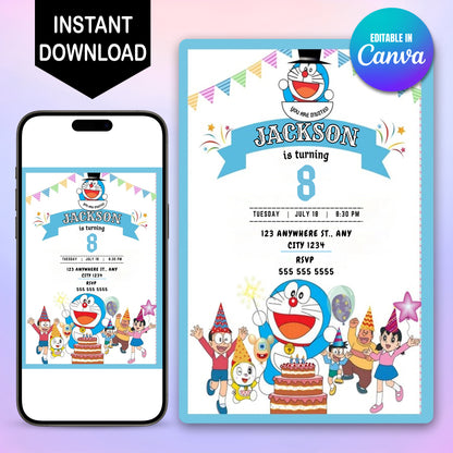 Doraemon Birthday Invitation - CreativeRino