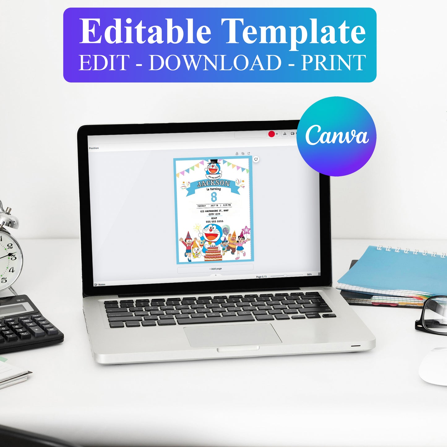 Doraemon Birthday Invitation - CreativeRino