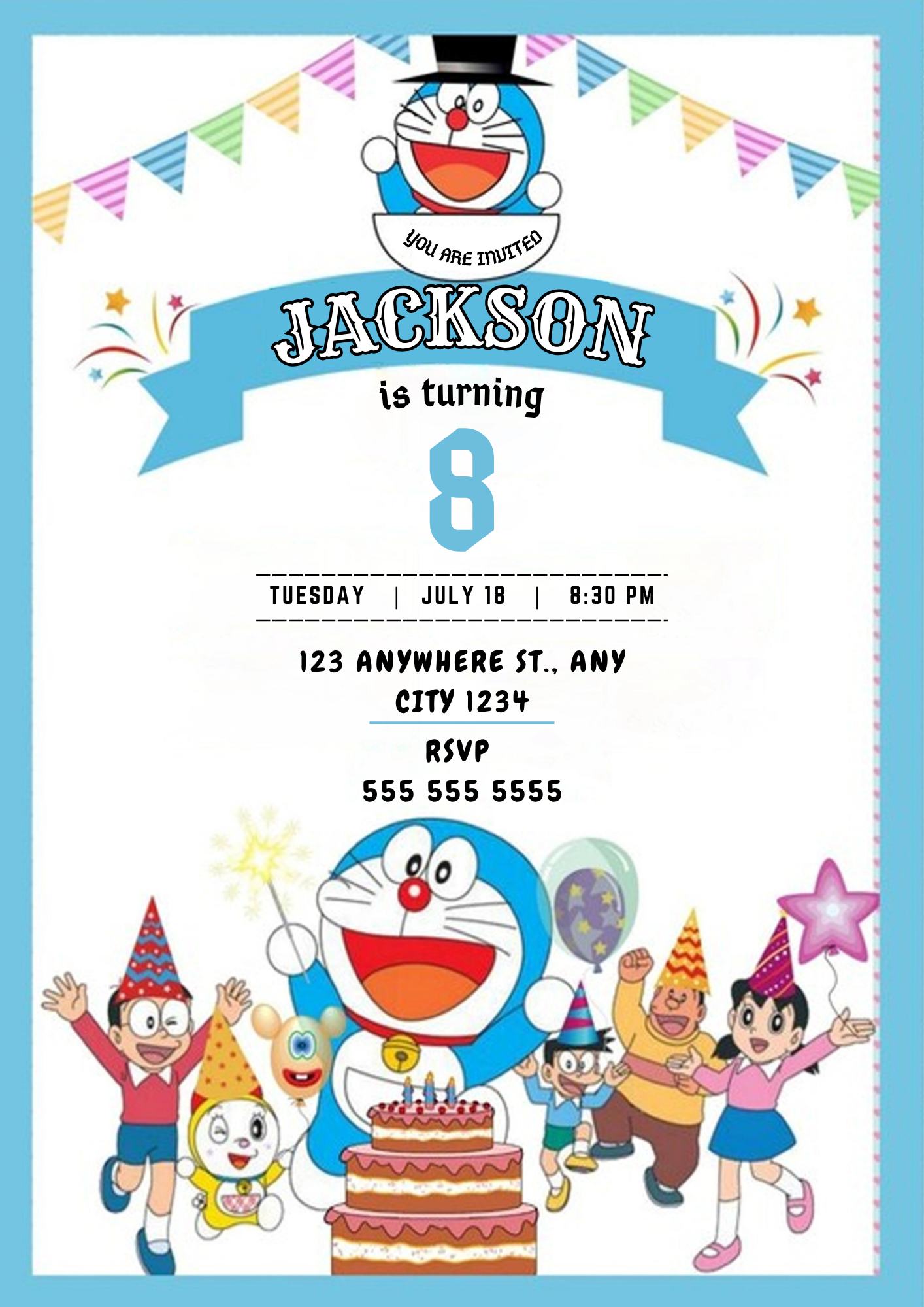 Doraemon Birthday Invitation - CreativeRino