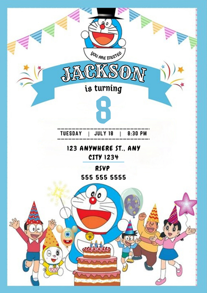 Doraemon Birthday Invitation - CreativeRino
