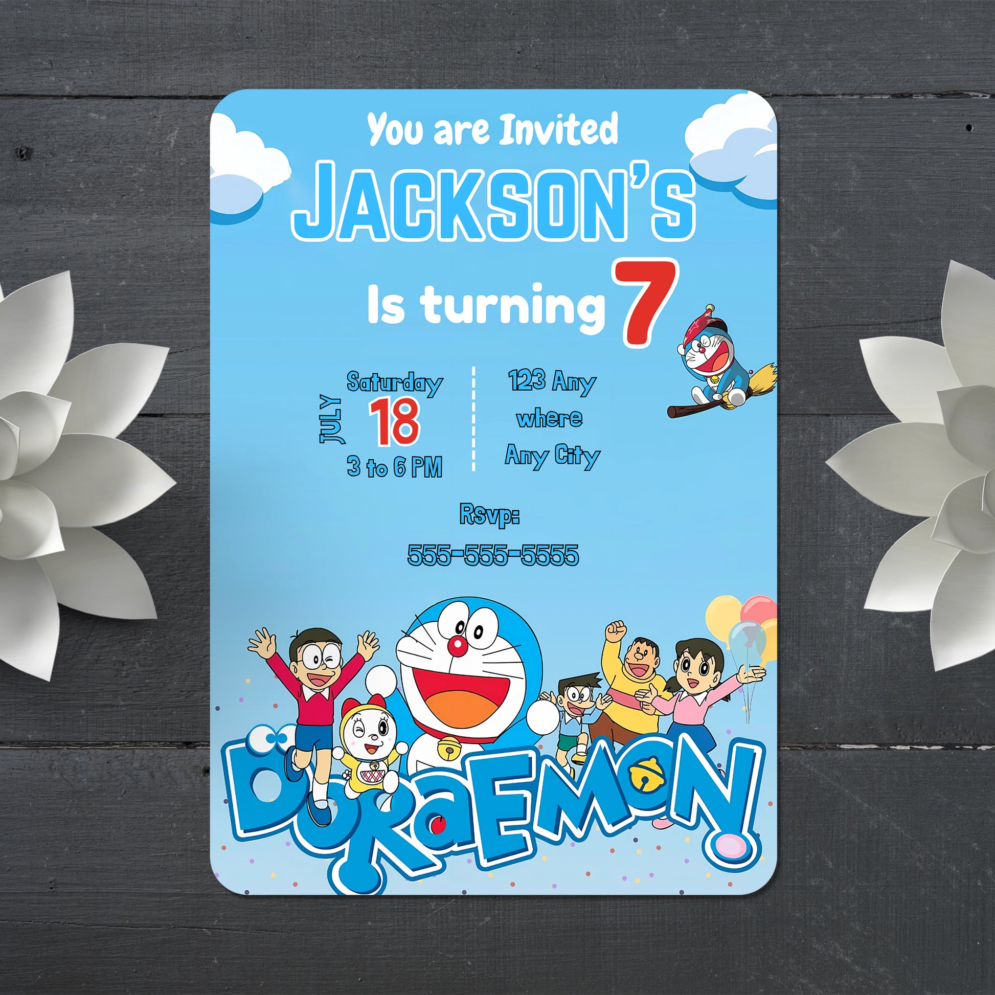 Doraemon Birthday Party Invitation - CreativeRino