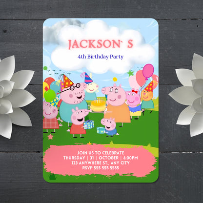 Peppa Pig Cartoon Birthday Party Template - CreativeRino