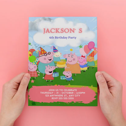 Peppa Pig Cartoon Birthday Party Template - CreativeRino
