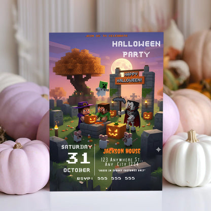 Minecraft Spooky Block Party Invitation - CreativeRino