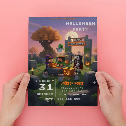 Minecraft Spooky Block Party Invitation - CreativeRino