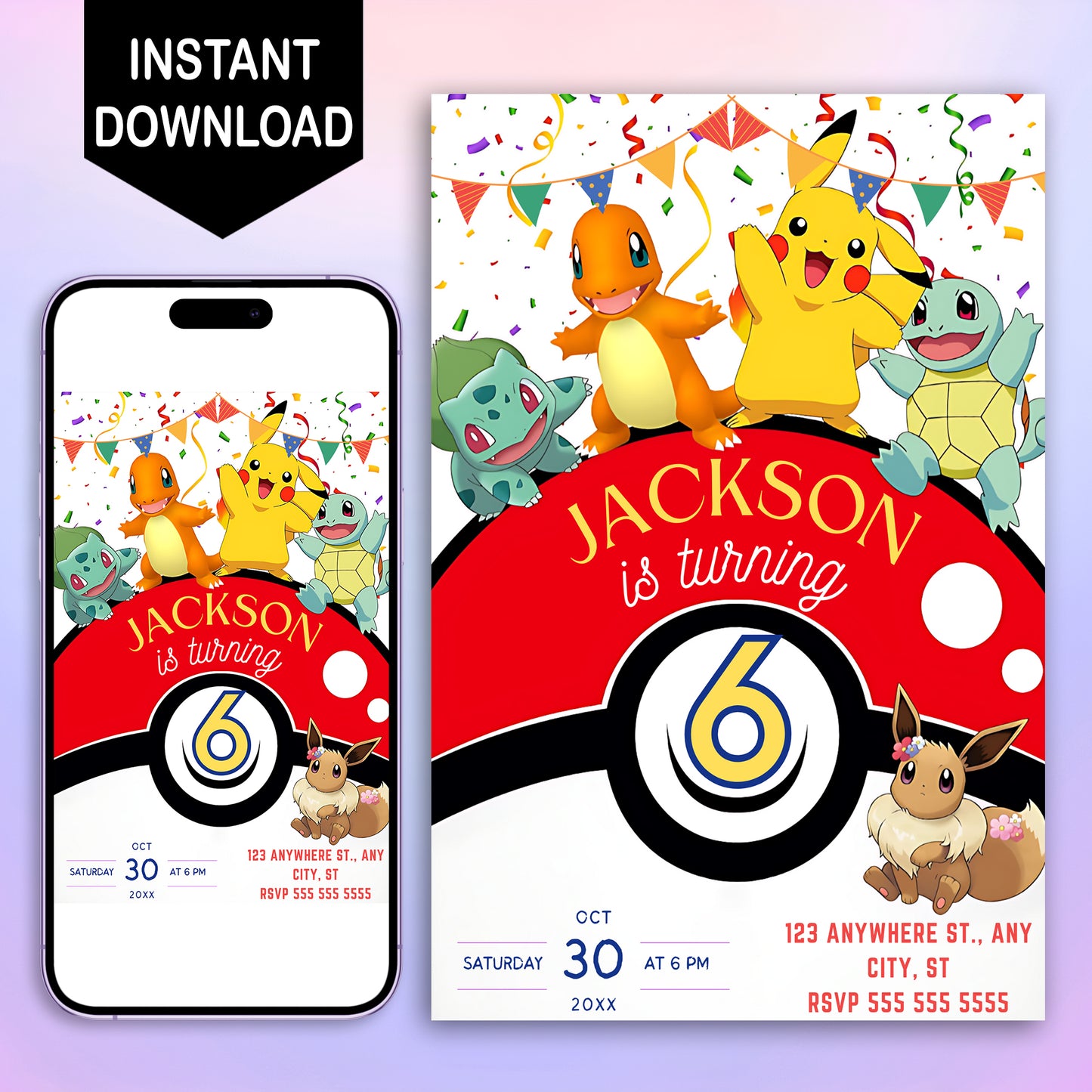 Pokemon Birthday Invitation Template - CreativeRino