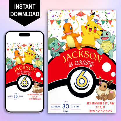 Pokemon Birthday Invitation Template - CreativeRino