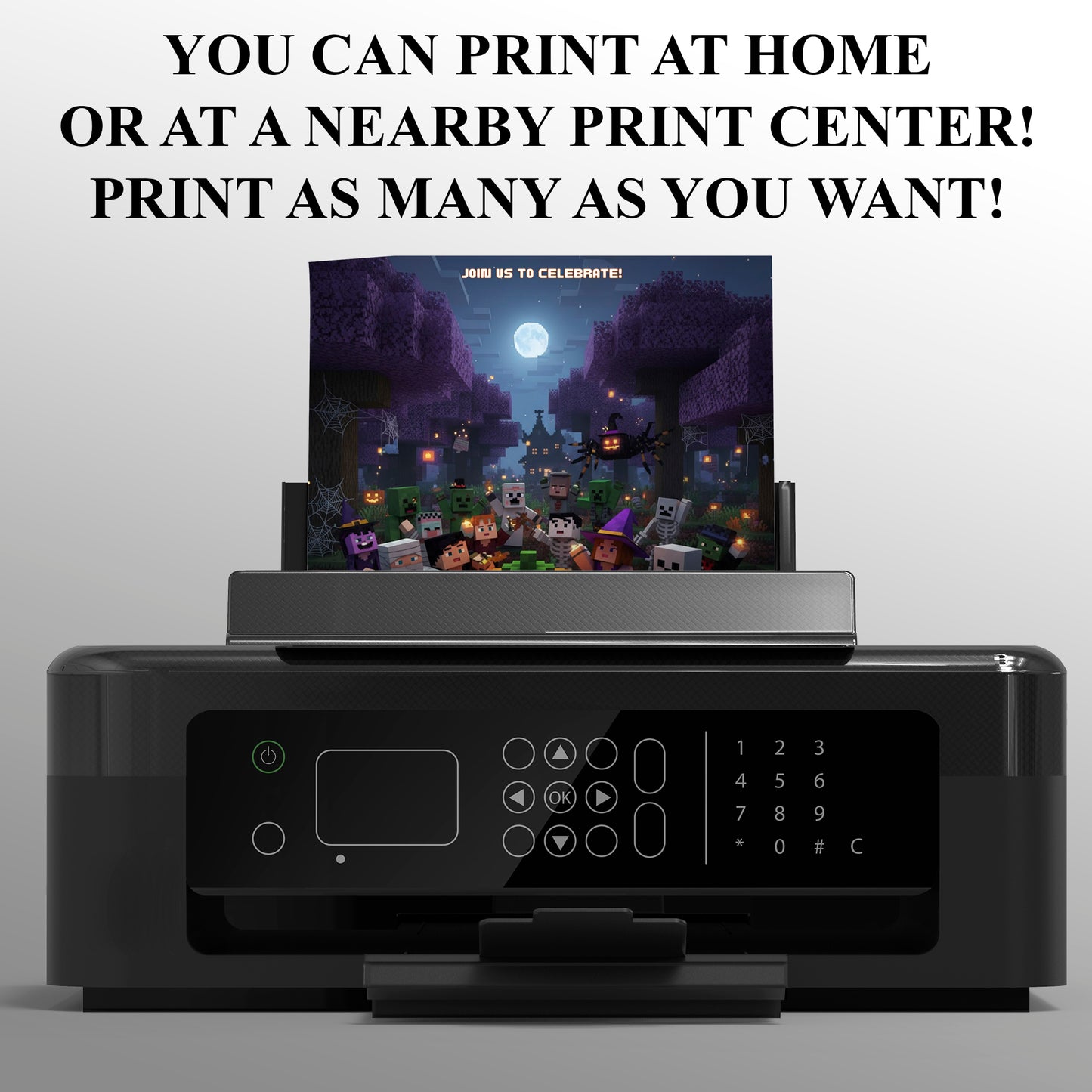 Printable Minecrafter Halloween Party Invite - CreativeRino