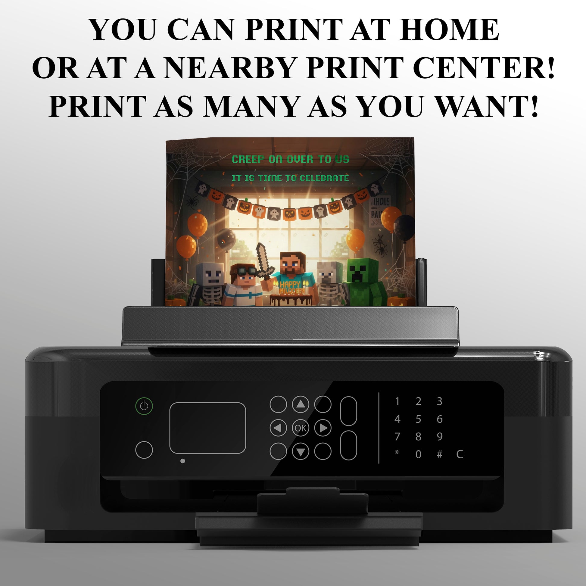 Editable Minecrafter Halloween Birthday Invitation - CreativeRino