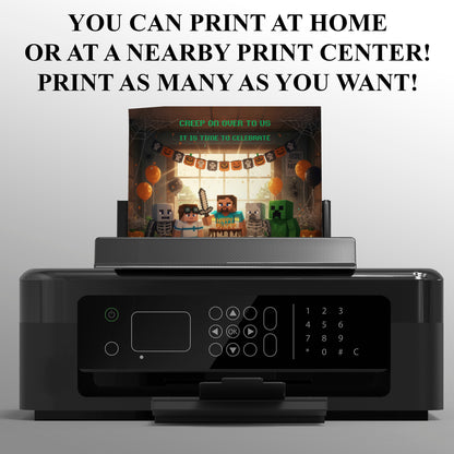 Editable Minecrafter Halloween Birthday Invitation - CreativeRino