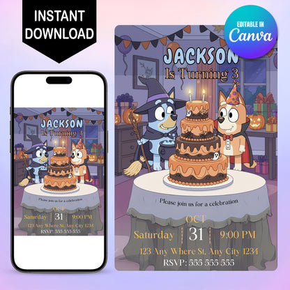 Bingo and Bluey Birthday Invitation - CreativeRino