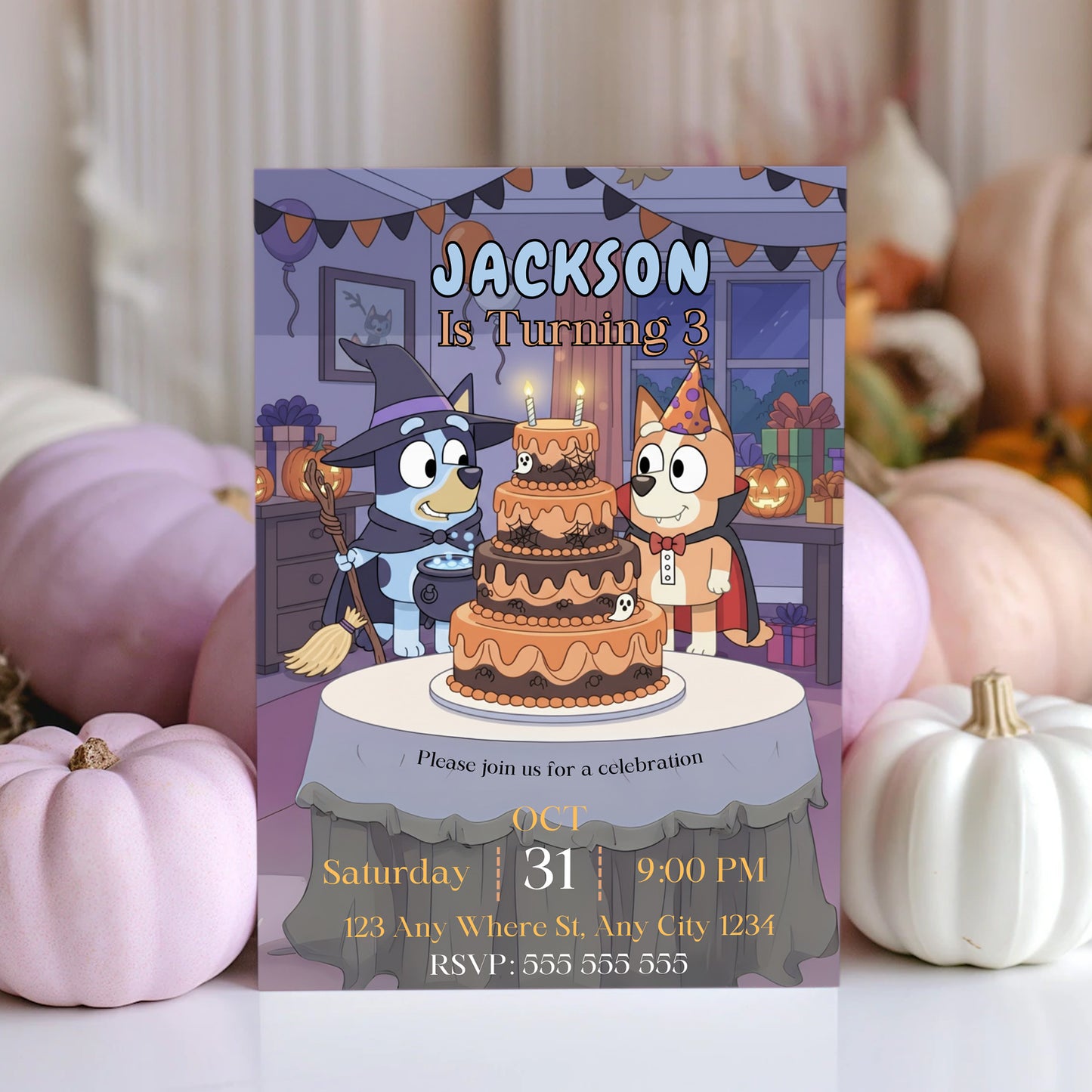 Bingo and Bluey Birthday Invitation - CreativeRino