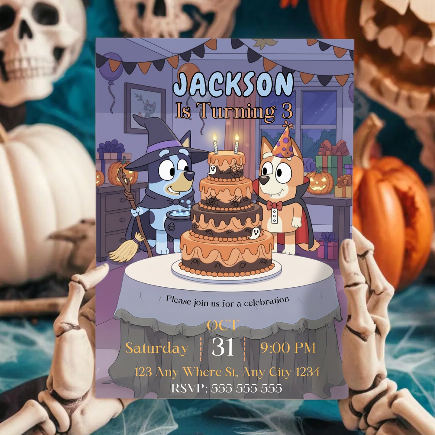 Bingo and Bluey Birthday Invitation - CreativeRino