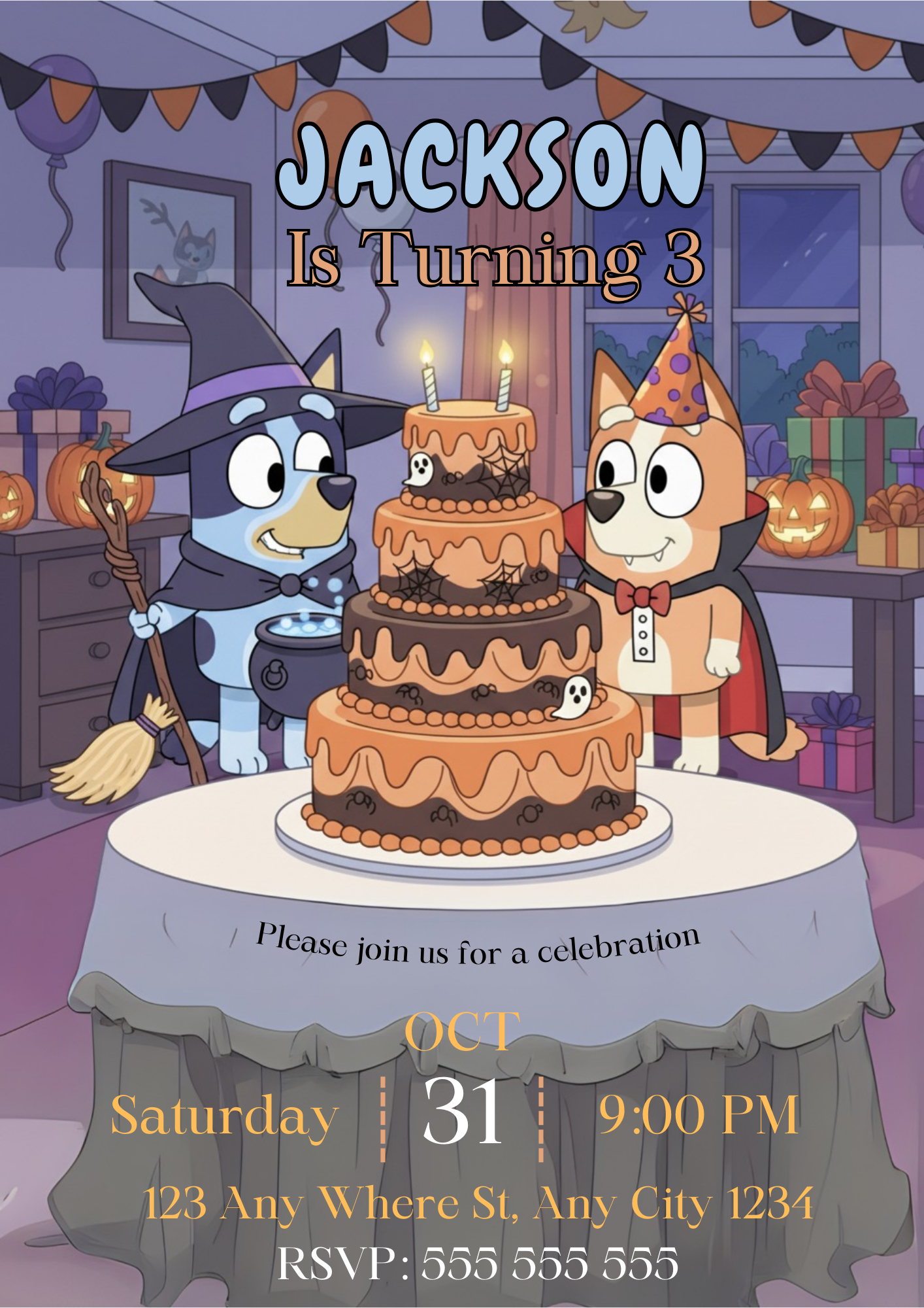 Bingo and Bluey Birthday Invitation - CreativeRino